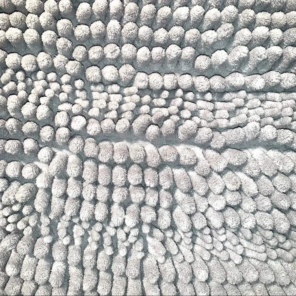 Gray Plush Chenille Bath Mat Set 2-Piece Shaggy Absorbent